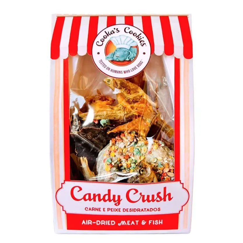 Candy Crush – bunter Naturmix Hundesnack von Cooka’s Cookies, luftgetrocknetes Fleisch und Fisch, 190 g