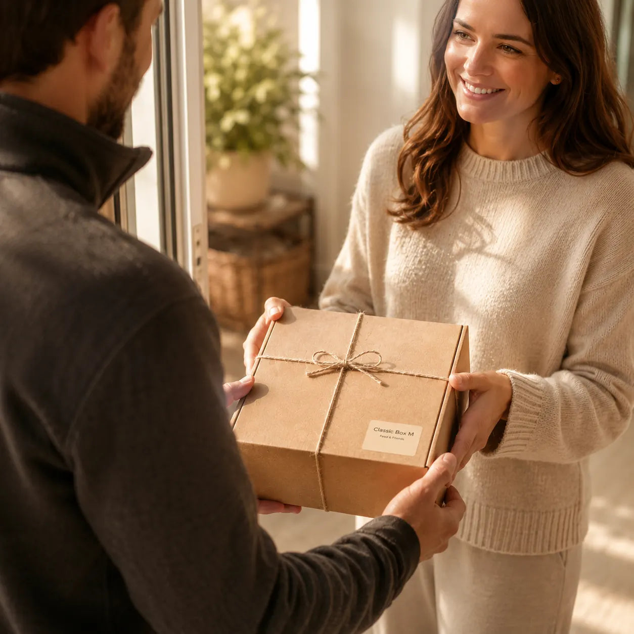 Geschenkbox in ruhiger, reduzierter Darstellung