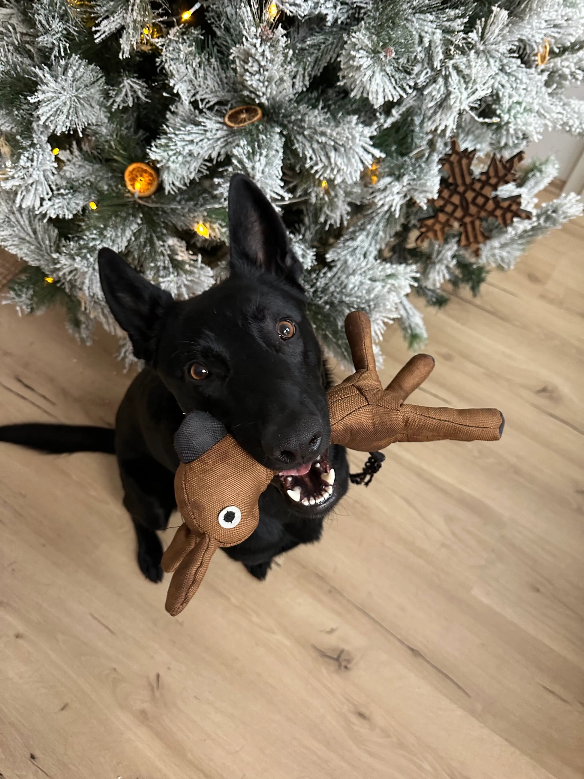 Stoffdetail des Hundespielzeugs Reh