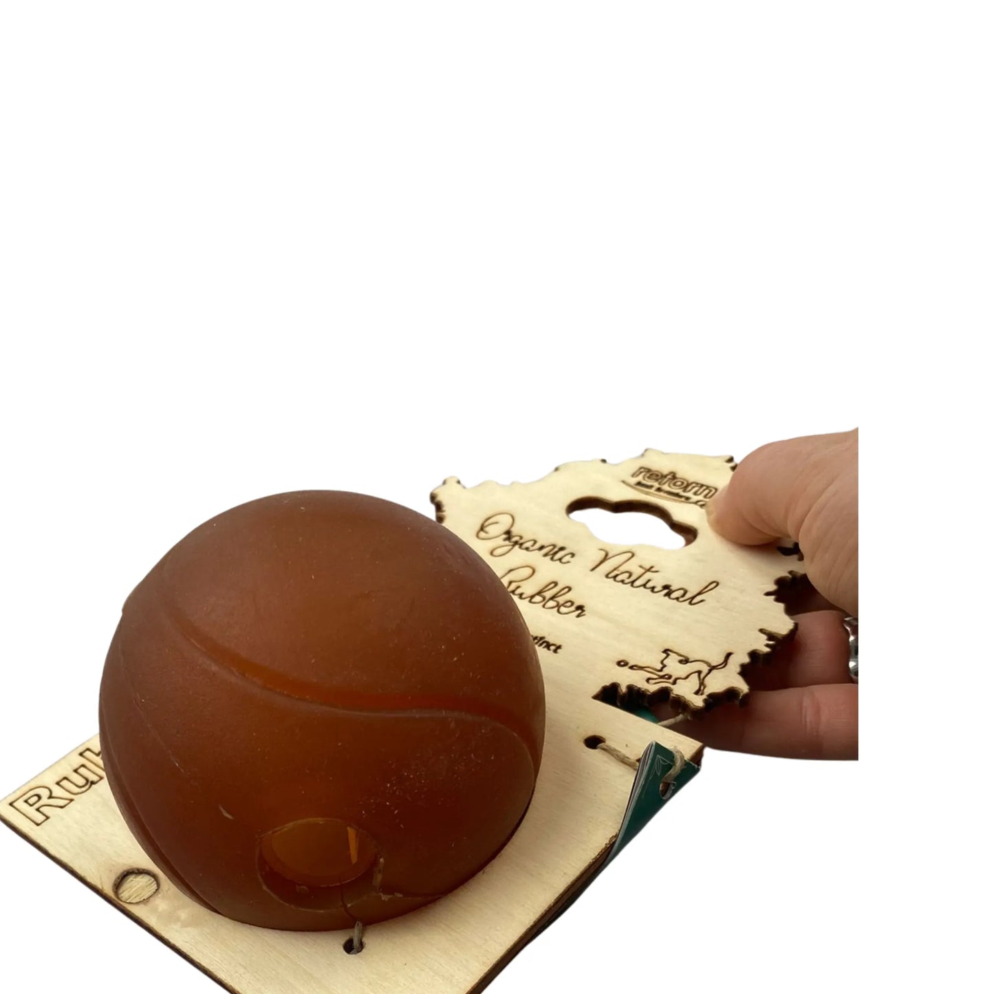 Hand mit befüllbarem Naturkautschuk Ball in Größe L

